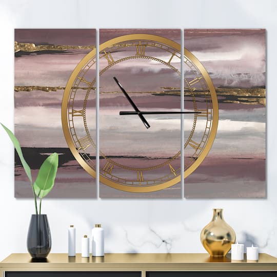 Designart 'Purple Glam Storm Ii Modern Multipanel Wall Clock